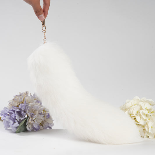 Fluffy Fox Fur Tail Keychain: 15 inch Handmade Handbag Accessory