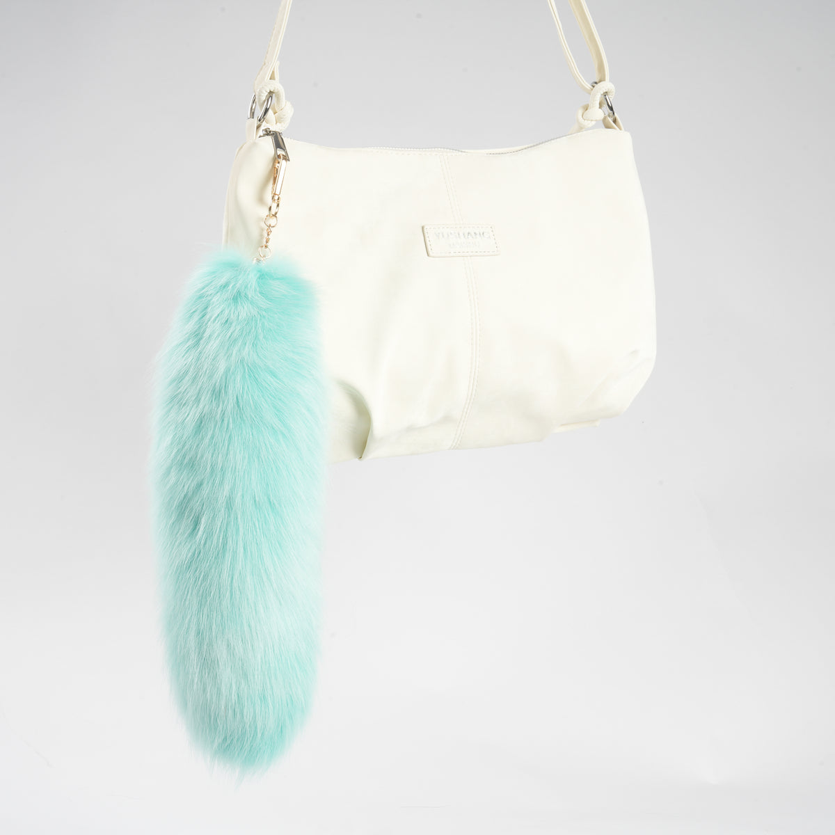 15 inch Fluffy Fox Fur Tail Keychain: Handmade Handbag Accessory
