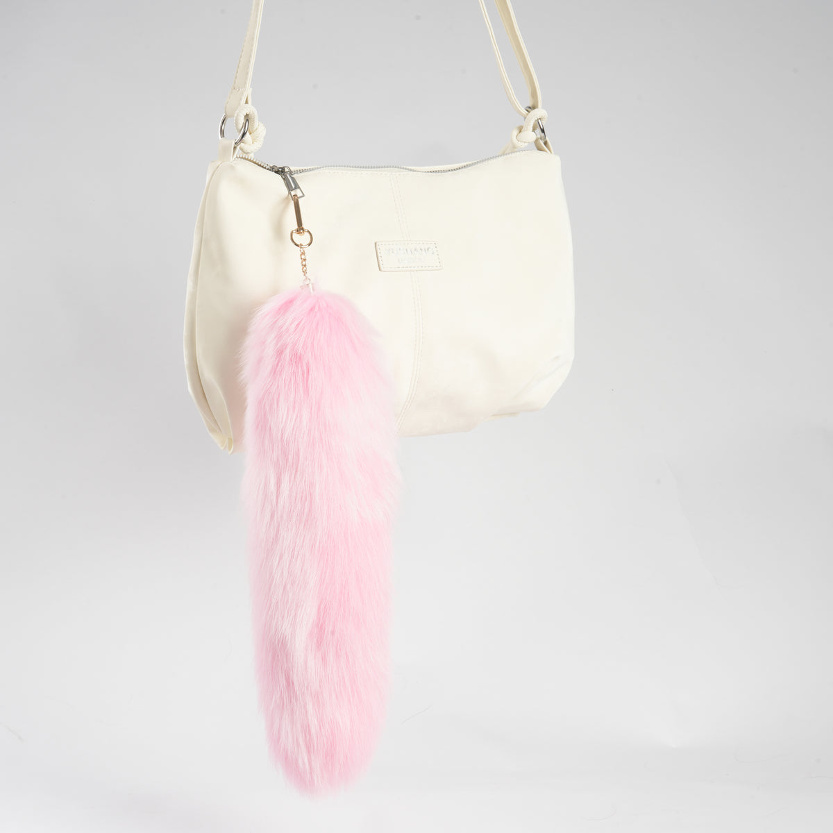Fox Fur Tail Keychain: Handmade Fluffy Tassel Backpack Accessory (15 inch)