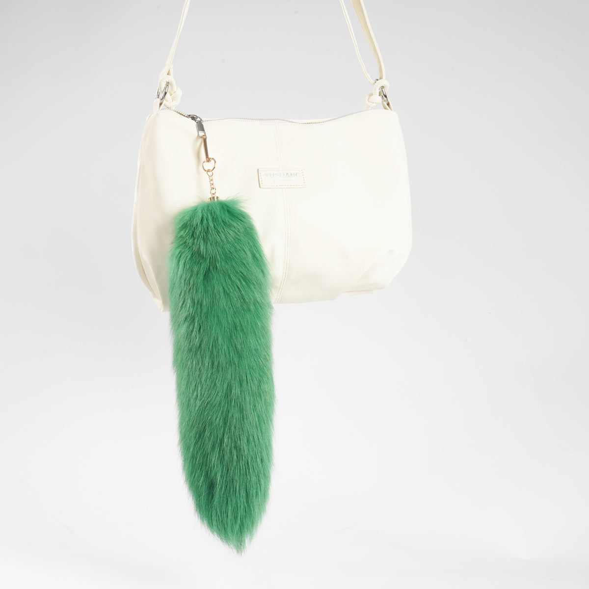 Fluffy Fox Fur Tail Keychain: Handmade Handbag Accessory (15 inch)
