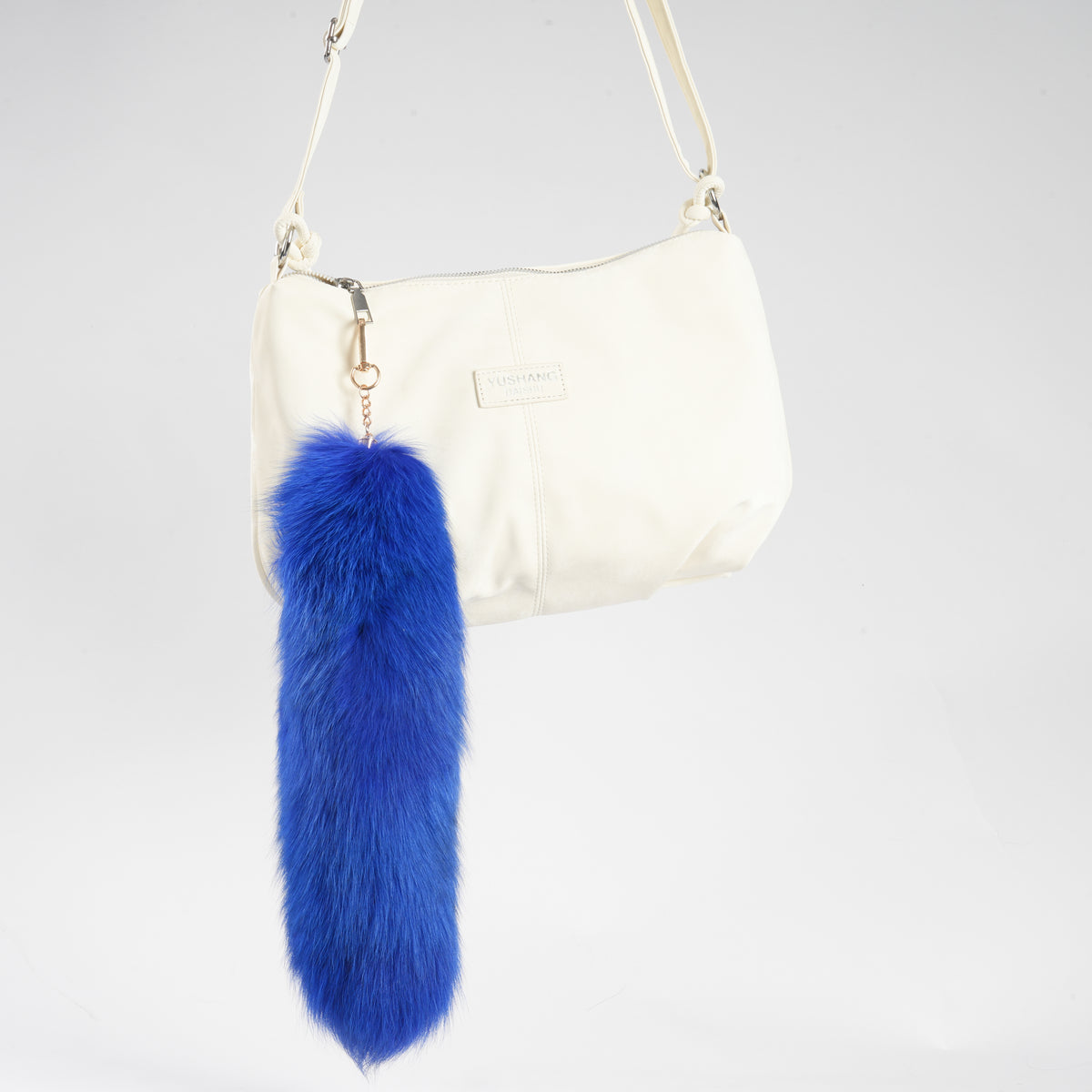 Fox Fur Tail Keychain: Fluffy Backpack Accessory, 15 inch Tassel