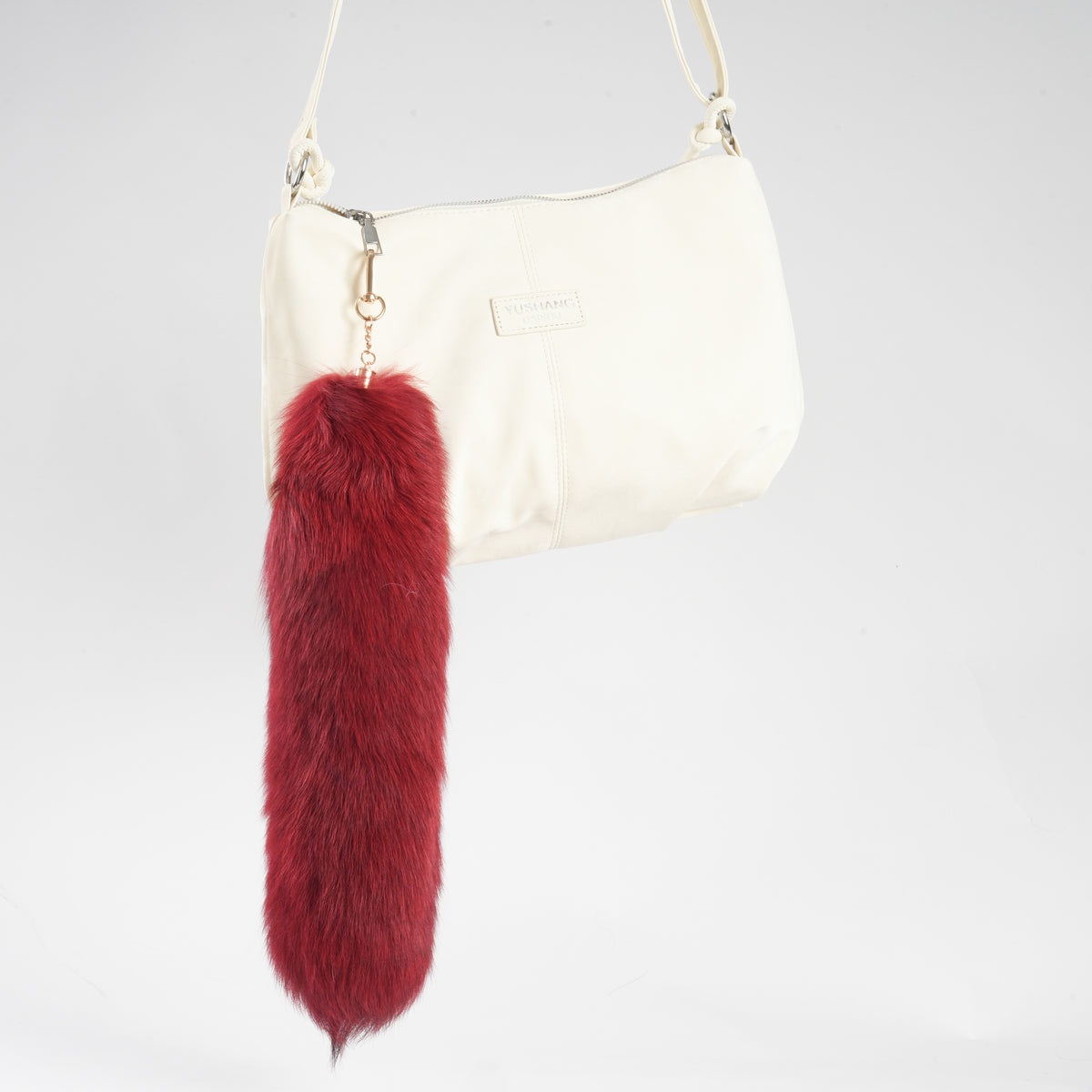 Fox Fur Tail Keychain: Fluffy Backpack Accessory (15 inch)