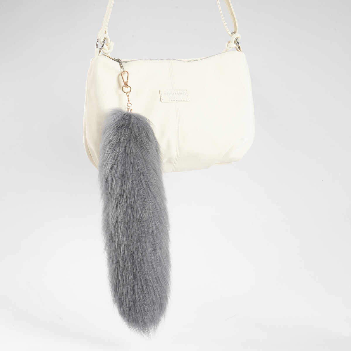 Fox Fur Tail Keychain: Fluffy Backpack Accessory, 15 inch Tassel