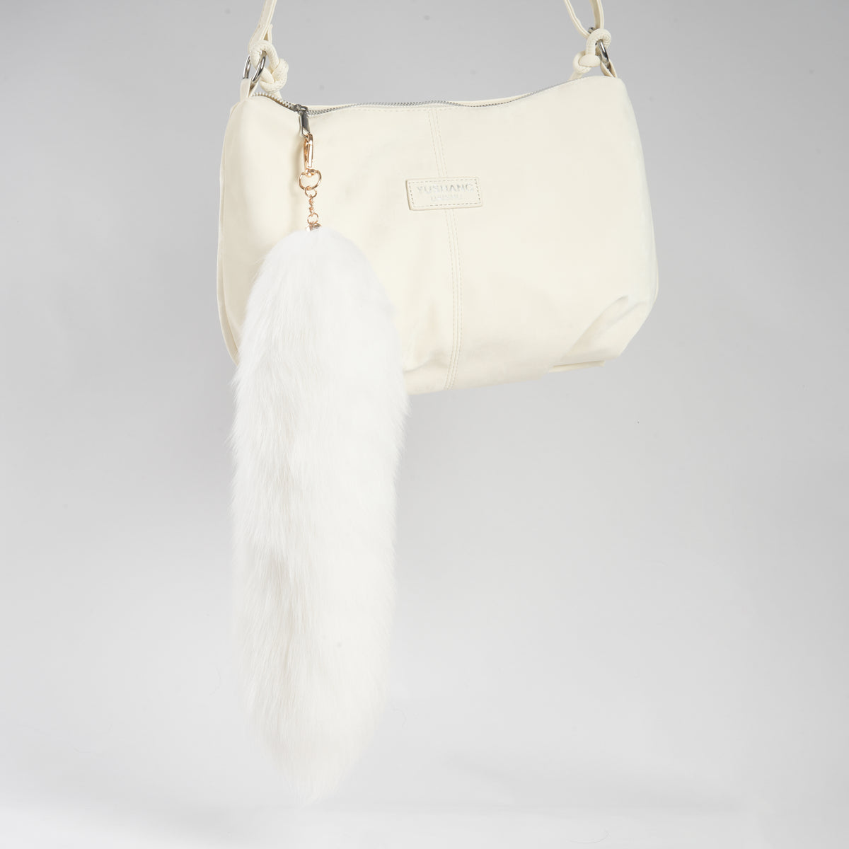 Fluffy Fox Fur Tail Keychain: 15 inch Handmade Handbag Accessory