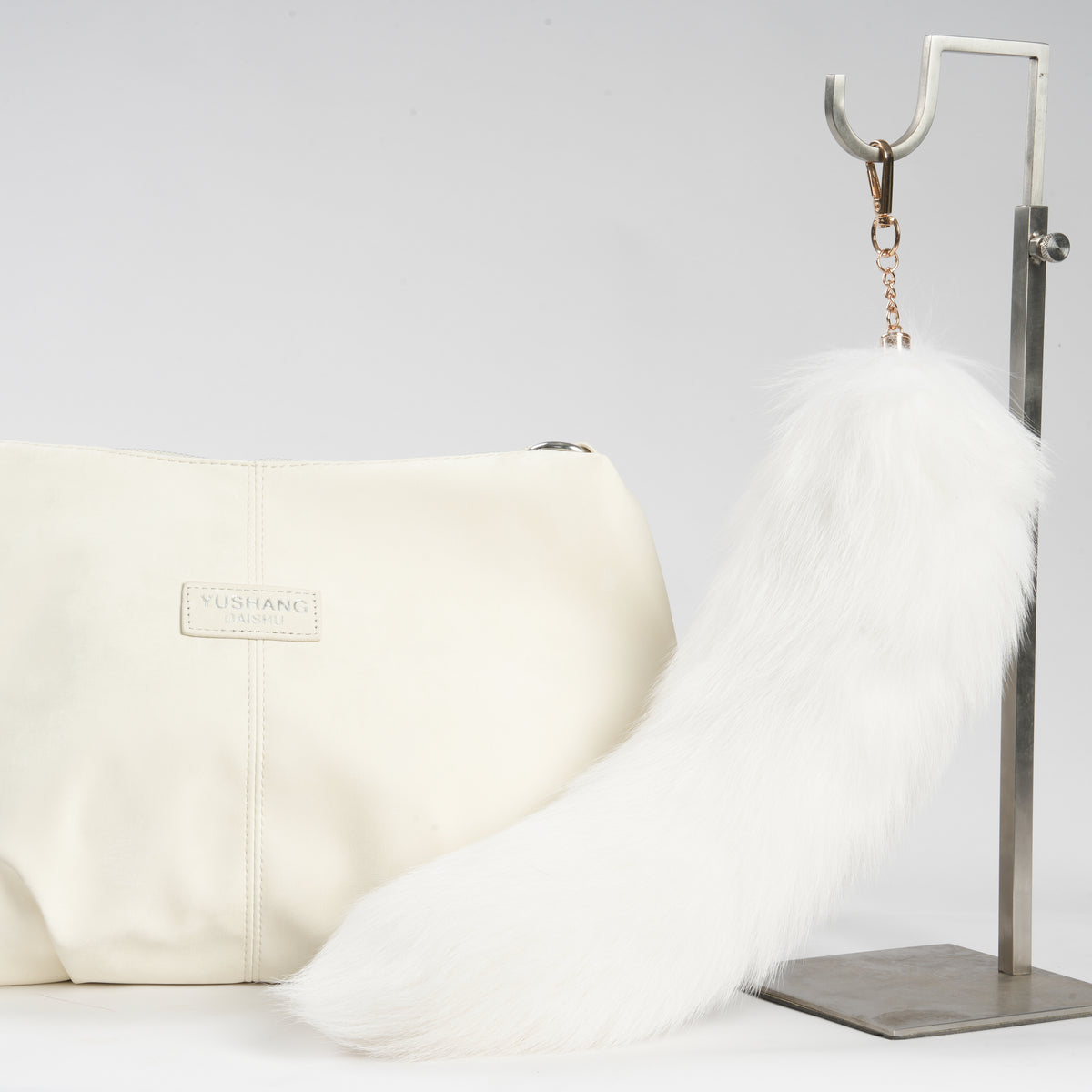 Fluffy Fox Fur Tail Keychain: 15 inch Handmade Handbag Accessory