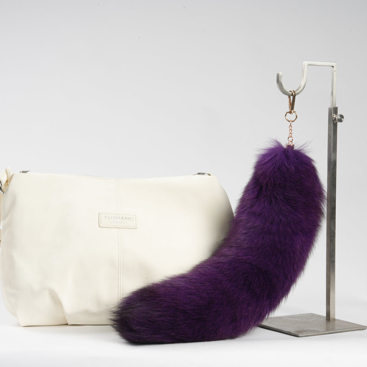 Fox Fur Tail Keychain: Fluffy Backpack Accessory 15 inch