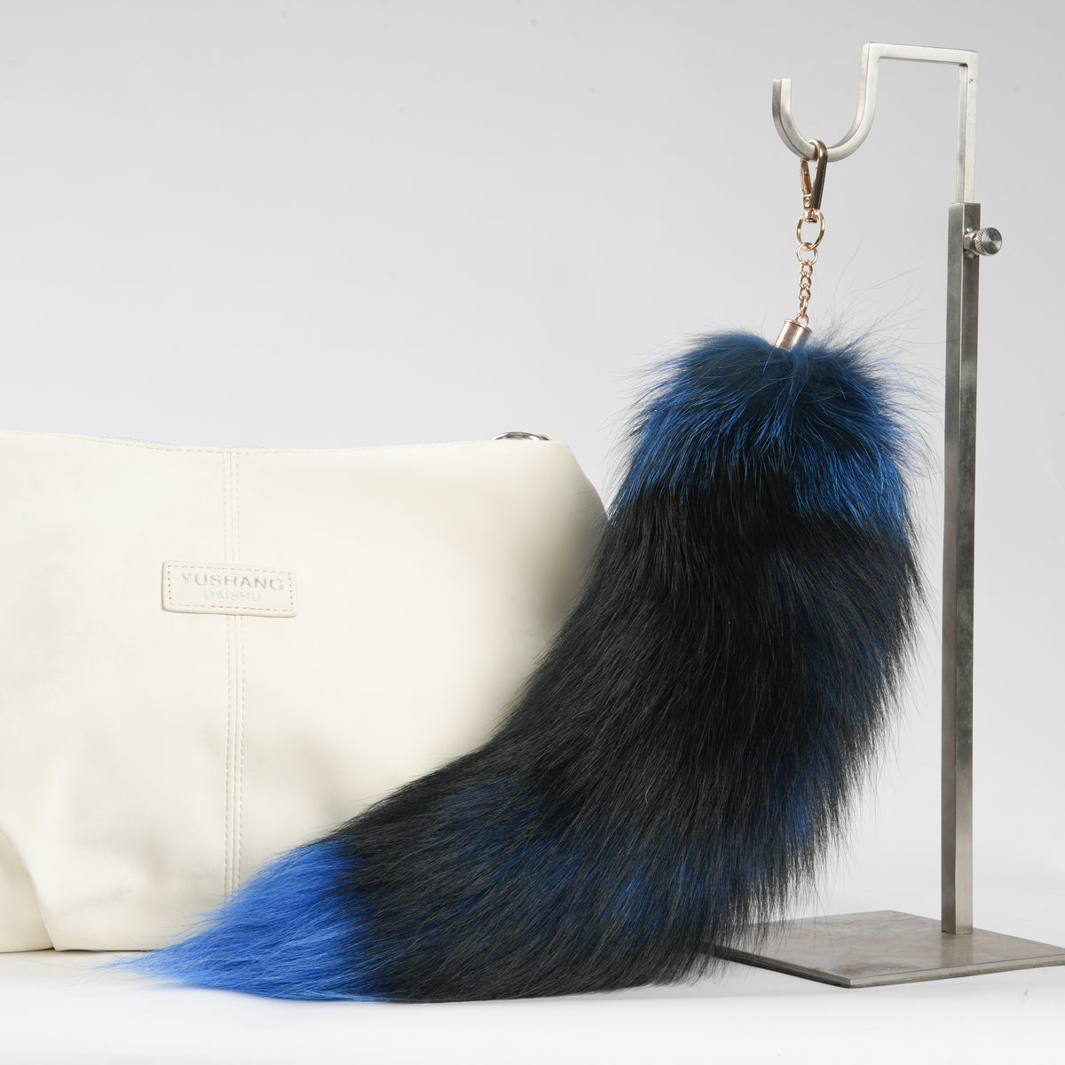Keychain Fluffy Fox Fur Tail: Handmade Handbag Accessory (15 inch)