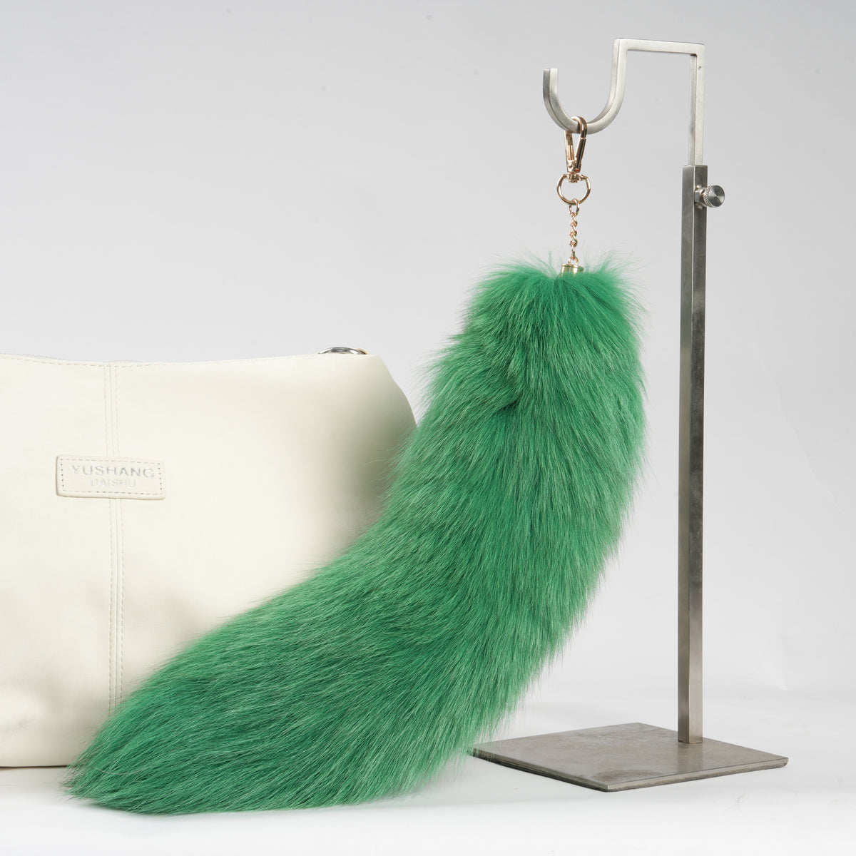 Fluffy Fox Fur Tail Keychain: Handmade Handbag Accessory (15 inch)