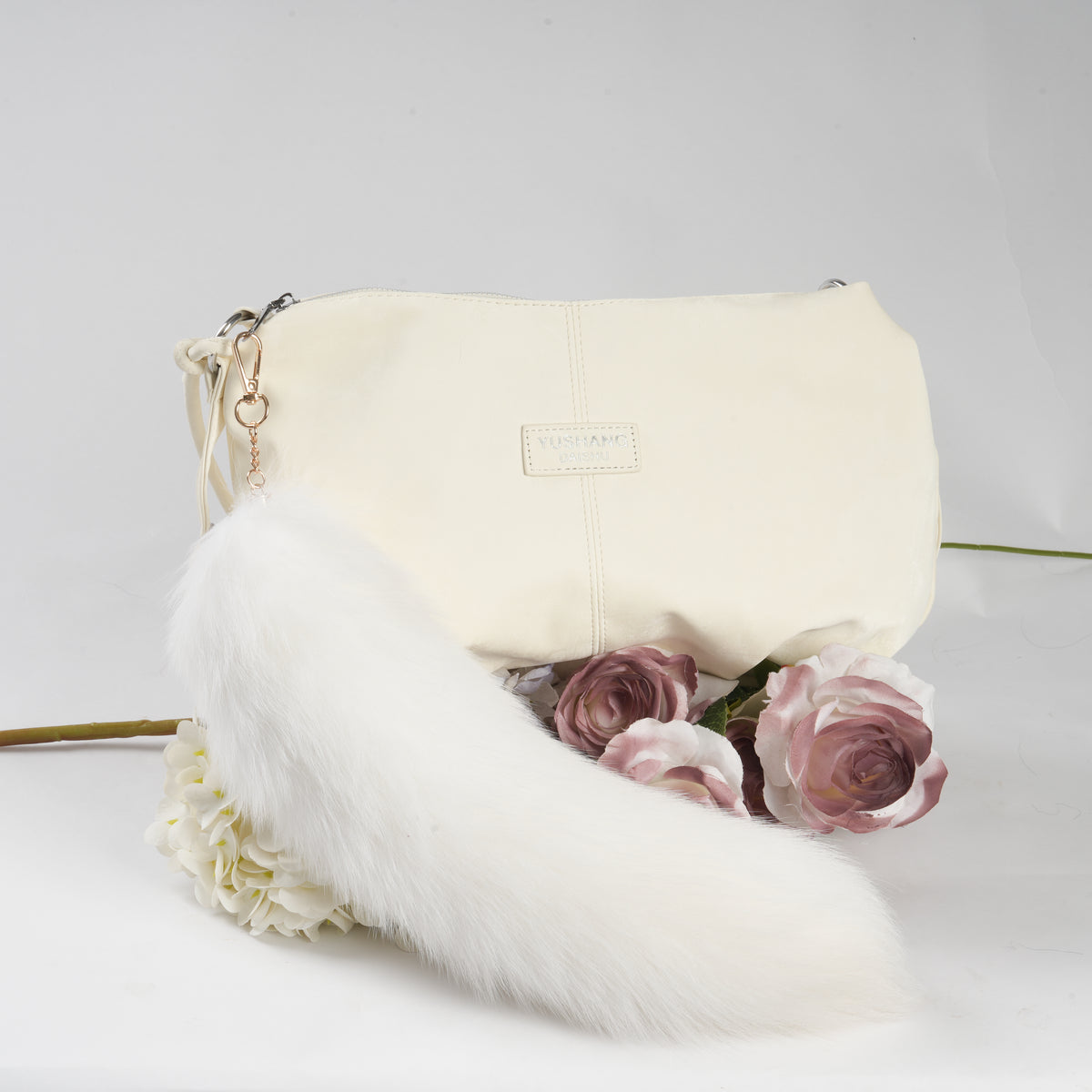 Fluffy Fox Fur Tail Keychain: 15 inch Handmade Handbag Accessory