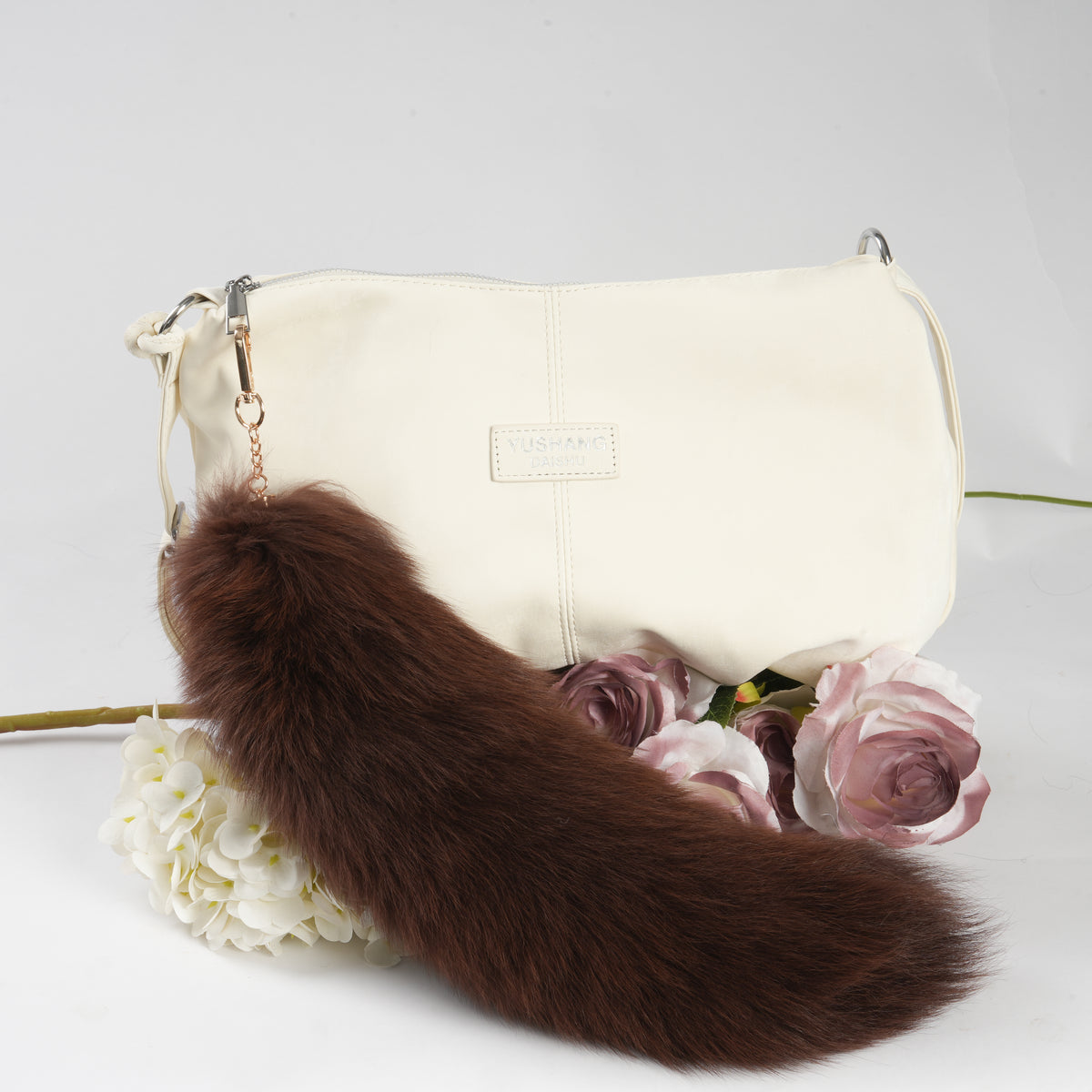 Fox Fur Tail Keychain: 15 inch Tassel Fluffy Backpack Accessory